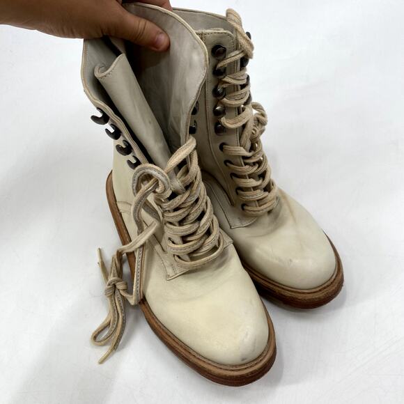 Free People ivory leather lace up boots - Picture 3 of 7